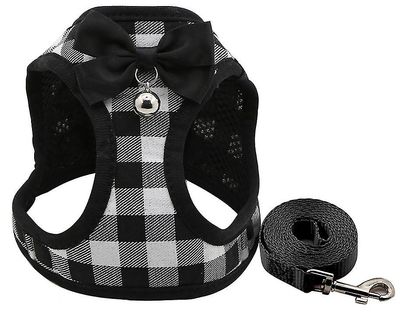 Sort og hvid print lille hund snor seletøj XS