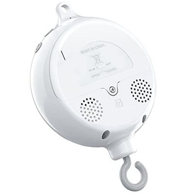 Crib Mobile Motor Baby Music Box Spinner med 3 tilstande Lydstyrke justerbar 12 vuggeviser Auto-off efter Hvid