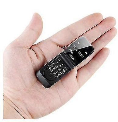 Mini Mobiltelefon Flip Modell Musta