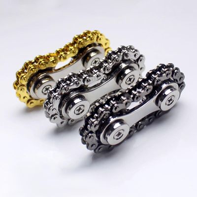 Metal leketøy sykkel kjede gear fidget spinner fingertupp gyro trykkavlastning gull sølv svart svinghjul - snngv