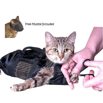 Kankanwo Heavy Duty Mesh Cat Grooming Badesikring Bag Svart