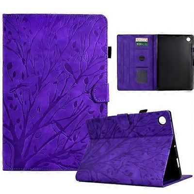 Mycase Samsung Galaxy Tab A9 Fortune Tree kohokuvioitu nahkainen Smart Tablet -kotelo Violetti