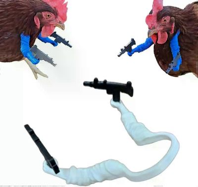 Hauska kanalelu käsiaseella oikeille kanoille, siipikarjan tarvikkeet, hilpeä kanalan sisustus, kanan suukapulalahja Valkoinen