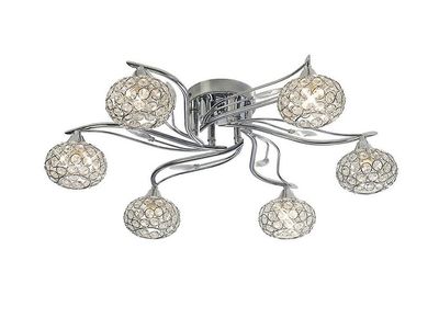 Inspired Lighting Leimo Flush Loft 6 Lys poleret Krom, Krystal