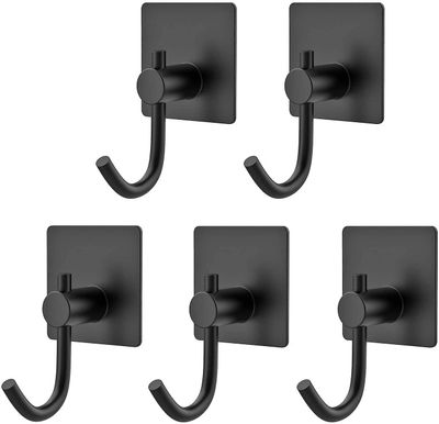 Mikasa 5-delt selvklæbende håndklæde krog, rustfrit stål Coat Hook