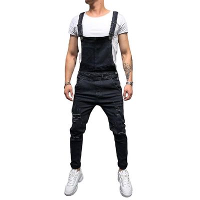 Xiaoxian Denim Bib Overalls Til mænd Slim Fit Jumpsuit Med Lommer Sort M