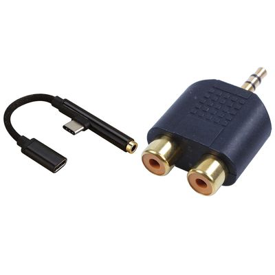 1 stk 1/8 tommer 3,5 mm stik til 2 rca-adapter & 1 stk. Type-c til usb-c 3,5 mm stik aux øretelefonkabel Ada