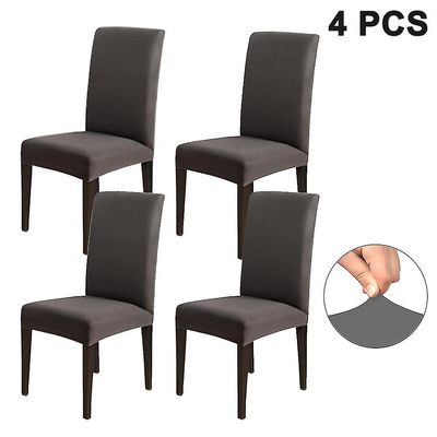 4 Pack Avtakbar vaskbar kort spisestue stol Slipcovers (inkluderer Chair Cover Only) Mørk grå