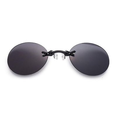 Cryin Matrix Morpheus Movie Menn Retro Round Lens Clip På nese briller Rimless solbriller Svart og grå linse