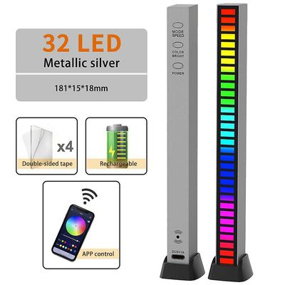 RGB RytmeGenkendelse Lys lydstyring lyser musik reaktiv atmosfære lampe Sølv Rechargeable With APP Control