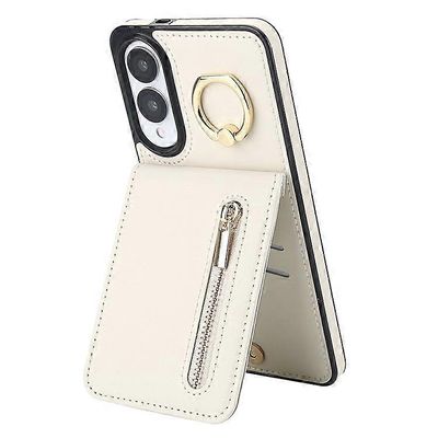 Yhteensopiva Samsung Galaxy S25 Edge Case Zipper RFID Retro Leather + TPU Puhelimen Kuoren kanssa jalustalla Valkoinen