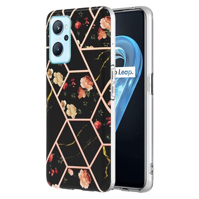 Gangxun Etui til Realme 9i / Oppo A36 marmorkofanger strålende design stødsikker fleksibel - Pink Sort