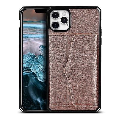 Musta iPhone 12/12 Pro iskunkestävä puhelinkotelo korttipaikan lompakkoon Nousi kultaa