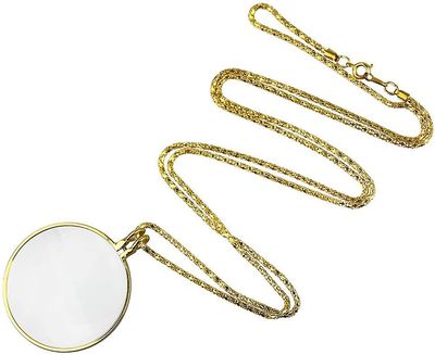 Xqday Mini bærbar 5x forstørrelsesglas 42mm med legering kæde halskæde hængende forstørrelsesglas