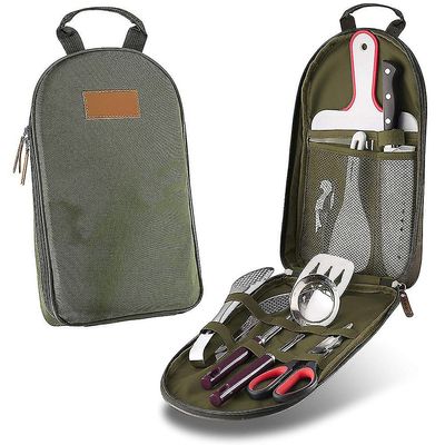 Barsinfi Camp Køkkenredskab Organizer Set Bbq Camping Køkkengrej Redskaber Grøn