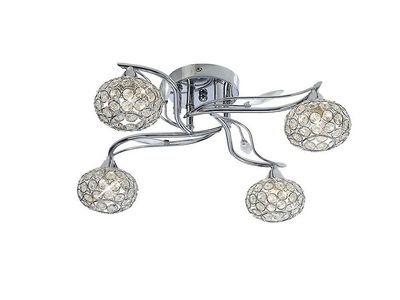 Inspired Lighting Leimo Flush Loft 4 Lys poleret Krom, Krystal