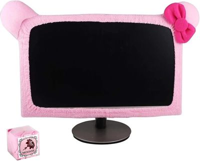 Xyc 20"-29" Nydelig søt støvtett dataskjermdeksel med kattøre bærbar PC TV LCD-skjerm skjerm dekorasjon støvdekselbeskytter, rosa