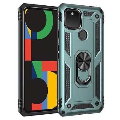 Shockproof rustning sag til google pixel 4a 5g med støttefod all inclusive dække mørkegrøn rpc2871