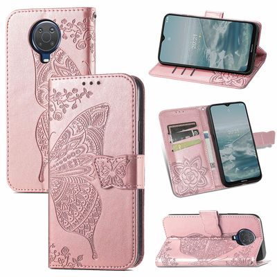 Gangxun Kompatibel med Nokia 6.3 Case Flip Cover Emboss Butterfly Soft Tpu Stødsikker Shell Slim - Rose Gold