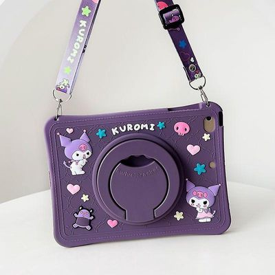 Aionyaaa Kuromi Pochacco Melody iPad suojakotelo Kawaii silikonimateriaali sopii iPad-sarjan kiinnikkeeseen, käännettävissä kynäpaikalla H iPad 10.9in