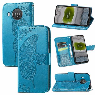 Gangxun Kompatibel med Nokia X20/x10 Case Flip Cover Emboss Butterfly Soft Tpu Stødsikker Shell Slim - Blå