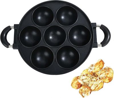 Japanilainen suurikalvoinen takoyaki-pannu, 7 reikää, tarttumaton kakkuvuoka, ihanteellinen kreppien ja munien paistamiseen, 0,95 kg