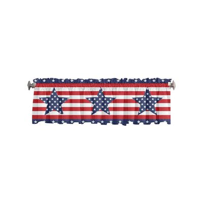 Fruushop Olohuoneen verhot, Amerikan lipun kuvio tähdillä ja läpikuultavilla raidoilla, verhoille, silmukoille C