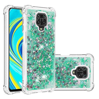 Gangxun Sag For Xiaomi Redmi Note 9s/note9 Pro/ Note 9 Pro Max Glitter Liquide Paillette Tpu Bumper Tincelle Brillante - Grøn