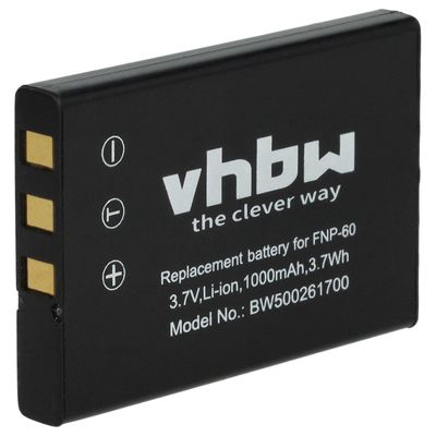 vhbw-akku, yhteensopiva Yaesu VX-2E-, VX-2R- ja VX-2-kameroiden kanssa (1000 mAh, 3,6 V, Li-Ion) ilman väriä/sisäistä akkua
