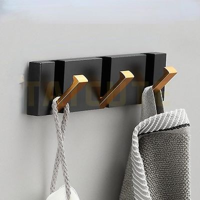 Zch Foldbar håndklædeholder til badeværelse køkken soveværelse korridor Black Gold 3 Hook