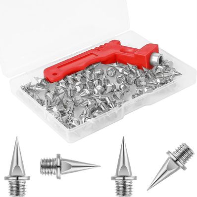 60 kappaletta teräksisiä telapiikkejä, 1/2 tuuman telakengän piikkejä piikkiavaimella Hopeiset golfkengän vaihtopiikit sprinttiurheiluun Lyhyt juok...