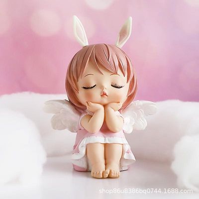Ceyue Creative Resin Crafts Home Fantasy Girl's Heart Room Dekoration Gave Annie Baby Cake Car Ornament Pink mid