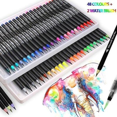 Suren 48-farve blød og elastisk Nylon Nib Akvarel Pen er meget velegnet til kalligrafi, børnemaling og kunst