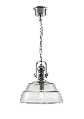 Inspired Lighting Reyna Stor Dome Loft Vedhæng E27 poleret Krom, Klart glas