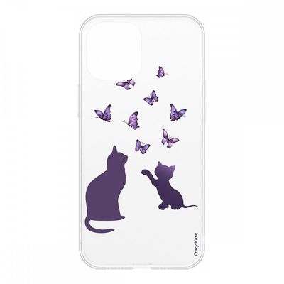 Crazy Kase Hull Til iPhone 12 (6,1) Soft Kitten leger med Butterfly