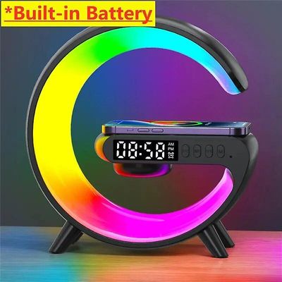 Eccpp Langaton laturi tyyny jalusta kaiutin TF-kortti Rgb yövalo lamppu herätyskello nopea latausasema telakka iPhonelle Samsung Xiaomi Akun B kanssa