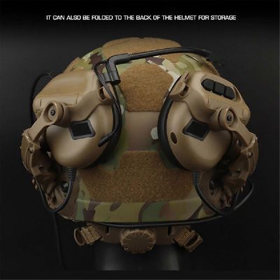 Taktinen kuulokkeiden pidike kypärään kiinnitettävä lisävarustekiskosovitinsarja säädettävä mikrofoni melunvaimennus Musta