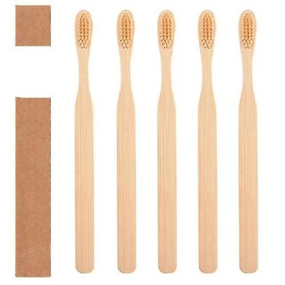 Mikasa Naturlig bambus håndtag blød tandbørste 5pcs Beige