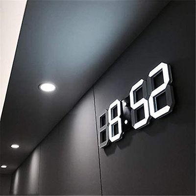 Zhuly 3d LED-veggklokke - Moderne digital klokke - hjem, kjøkken, kontor - 24 eller 12 timers skjerm