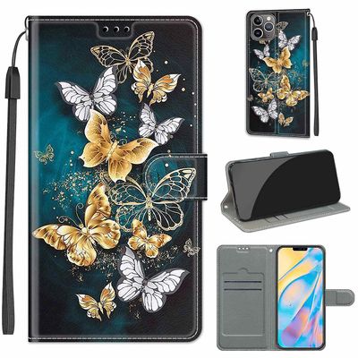 Foxdock Etui til iphone 12 Pro Max guld og sølv butterfly mobil taske