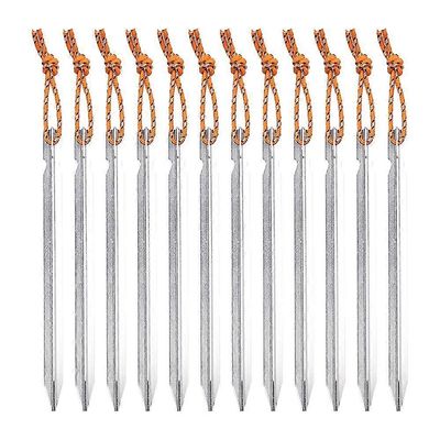 Uusi 12 pakkaus teltta panokset-ulkoteltta taivasverho hiottu naula alumiiniseos camping camping kolmiteräinen rohkea teltta naula köydellä 18cm Hopea