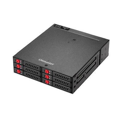 OImaster 6-paikkainen 2,5 tuuman SATA SSD HDD -kotelo Siirrettävä teline/kotelo Kiintolevykehikon tietojen tallennus 5,25 aseman paikalle musta