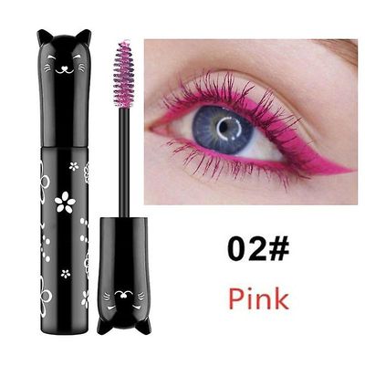 2stk Farverig Mascara Vandtæt Farve Øjenvipper Makeup 3d Fiber Lash Forlængelse Pink