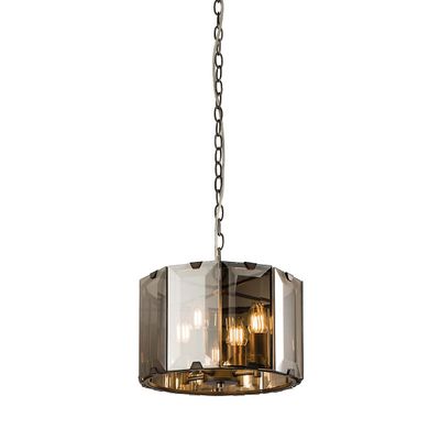 Endon Collection Lighting Clooney 4 Lys loft vedhæng Skifer Grå Glans Maling, Røg cut Glas, E14