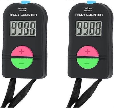 2 kpl elektroninen laskuri, digitaalinen käsilaskentalaskuri elektroninen manuaalinen naksutin lanyard add subtract -mallilla