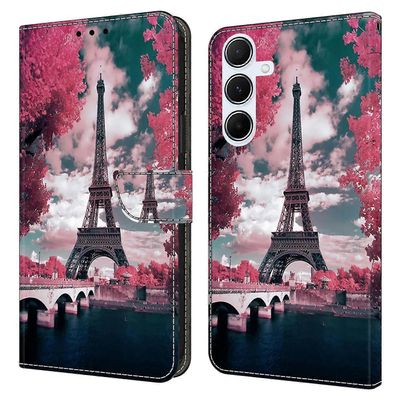 Samsung Galaxy A56 5G:lle lompakkokotelo kuviopainatuksella ja nahkaisella läppäkotelolla - Eiffel-torni Monivärinen Eiffel Tower