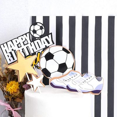 Sett Fotball Cake Toppers Gratulerer med dagen Fotball Cake Topper For Birthday Cake Decoration