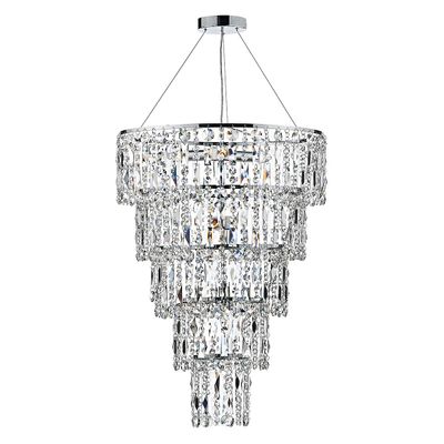 Dar Lighting DAR ESCALA Runde Crystal Vedhæng Light, 6x E14