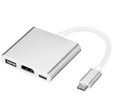 Usb-c Multiport Adapter til Usb 3.0, 4k Hdmi og USB-c 3.1 Docking Stationsilver