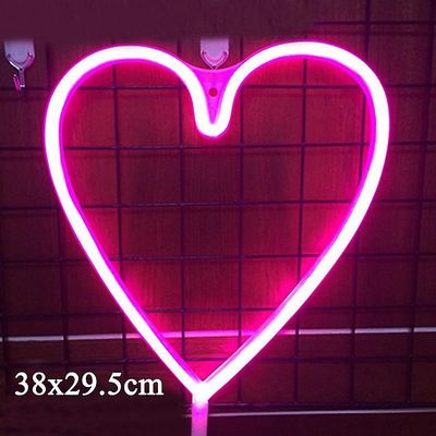 Led Neon Light Sign Moon Star Night Light Xmas Wedding Party Holiday Kids Room Home Decorations Neon Lamp sydänrakkaus- vaaleanpunainen